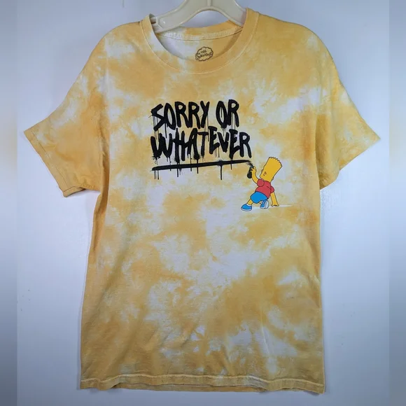 Vtg The Simpsons T Shirt S Yellow Tie Dye Sorry or Whatever Bart Simpson Graphic - Picture 2 of 10
